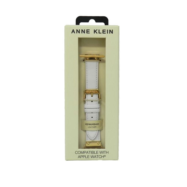 Anne Klein Fashion Leather Band For Apple Watch White/Gold 42/44/45MM