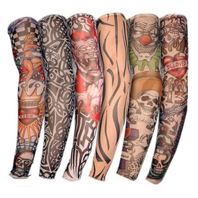 NINVVS 8 fake temporary tattoo arm sets, outdoor sunscreen elastic hand sleeves, neutral cool and handsome tattoos, fashionable body art decorations, suitable for festivals