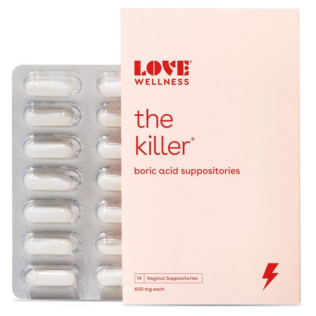 Love Wellness Boric Acid Suppositories for Women, The Killer - Vaginal Suppository for Healthy pH & Odor - Hygiene Products for Discomfort - Feminine Health Developed by Doctors for Women