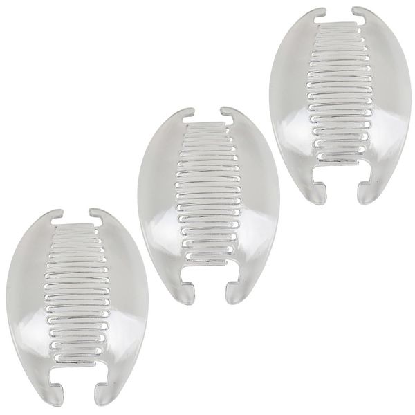 6.5 Inch Interlocking Banana Hair Clip - Set of 3 - Clear