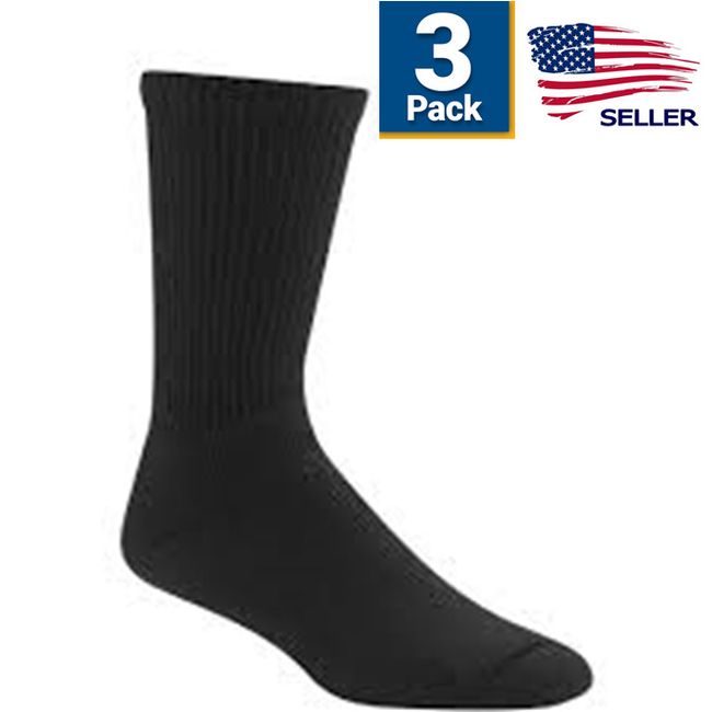 3 Pair Pack Active Pro Diabetic Socks Size 9 - 11 Crew Length - Black