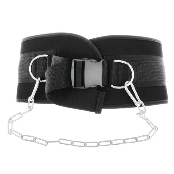 shangren diving belt with high performance steel chain and 2 snap hooks for powerlifting, 15.5x92cm, nylon, black