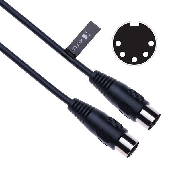 MIDI-Kabel 5 polig DIN Stecker, Audiokabel für Elektronische Piano, MIDI Tastatur, Synthesizer, Audio Interface, Sequenzer, Drum-Maschine, Effektprozessor, Sampler, Fußschalter Multi-Effekt-Pedal 1m