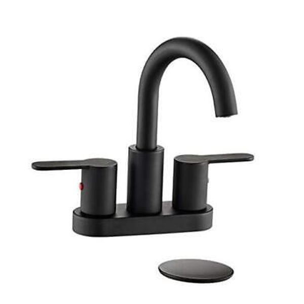 Two Handle Bathroom Sink Faucet Matte Black 4 inch Centerset Matte Black-067E