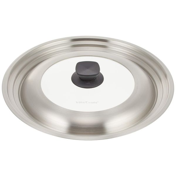 Bitakraft 3203 Frying Pan Lid Cover, Large, For Inner Diameter: 10.2, 11.0, 11.8 inches (26, 28, 30 cm), Stainless Steel, Glass Window Included