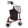NOVA Traveler 3 Wheel Rollator Walker, All Terrain 8” Wheels, Includes Bag, Basket and Tray, Red