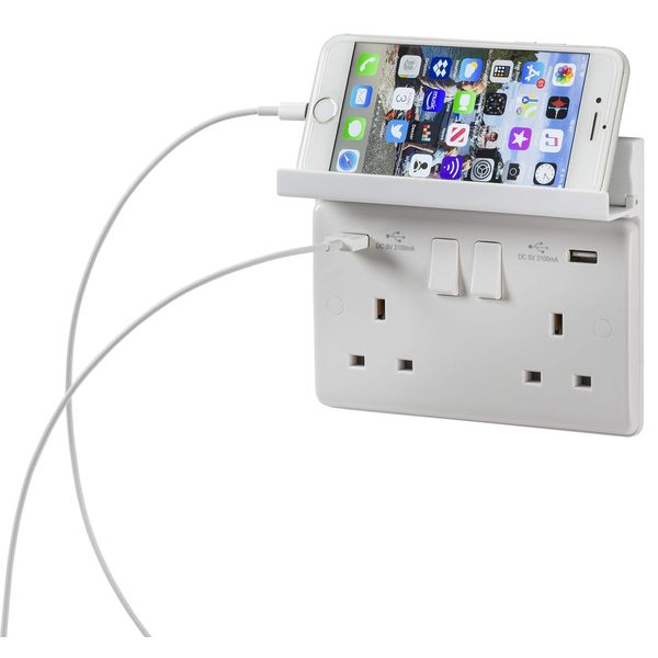 Knightsbridge 2GPHW Mobile Phone Shelf, White