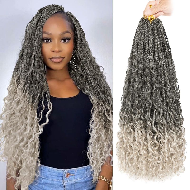 Boho Box Braids Crochet Hair-18 Inch Pre Looped Boho Crochet Hair for ...
