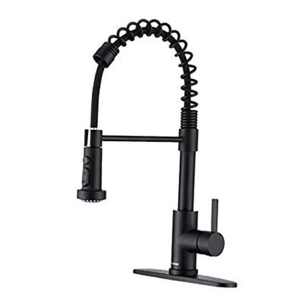 Faucet for Kitchen Sink, Black Kitchen Faucet with Pull Matte Black Standard