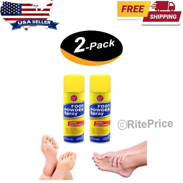 2 Pcs Athlete's Foot Powder Spray 4.8 oz, Soothes, Cools & Comforts - New