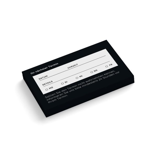 Terminkarten personalisiert | Beauty | 1-seitig | Querformat | Menge + Farbe wählbar | Terminzettel | nächster Termin | Praxis | Wellness | Kosmetik (Schwarz, 50 Stück)