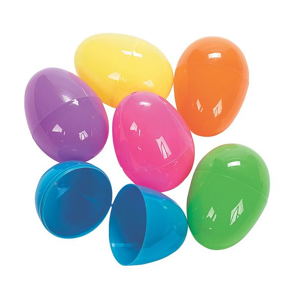 Fun Express Bright Eggs for Easter - Party Supplies - Containers & Boxes - Plastic Containers - Easter - 12 Pieces