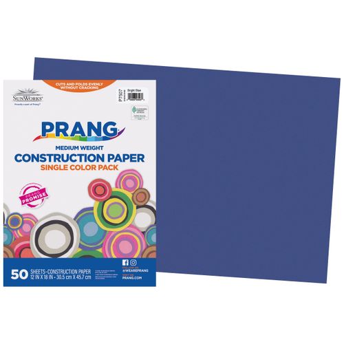 Prang (Formerly SunWorks) Construction Paper, Bright Blue, 12" x 18", 50 Sheets