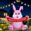 5FT Pink Inflatable Easter Rabbit Cute Bunny LED Lights Outdoor Garden Yard Deco