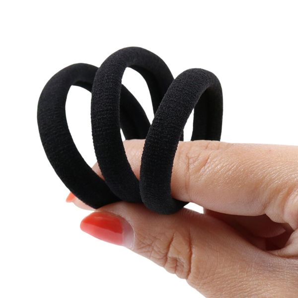 Generic Hair Rubber Bands Pack of 6 Elastic Material, Strong and Durable, for Various Hairstyles (Black)