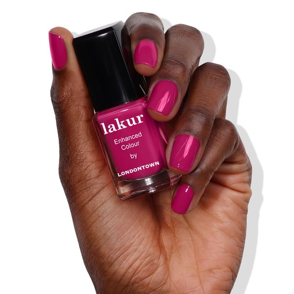 LONDONTOWN Fuchsia Pink Glossy Nail Polish, Teeny â€˜Kini lakur, Vegan Chip-Resistant Long-Lasting Nail Lacquer, 40 fl oz