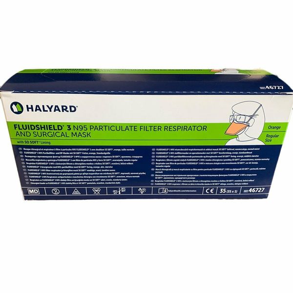 Halyard N95 Mask NIOSH-level 3, 46727 (1 Box of 35 masks) Regular Size, Exp 2025