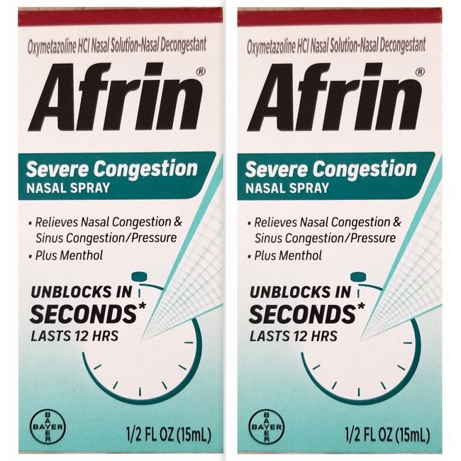 Afrin SEVERE Congestion plus MENTHOL 15ml ( 2 pack ) ~