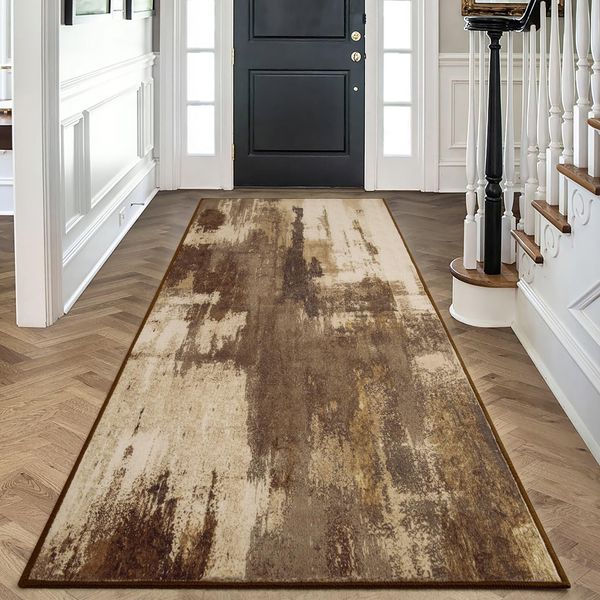 Washable Runner Rug, 2x6 Kitchen Rugs Brown Long Runner Rugs with Rubber Back...