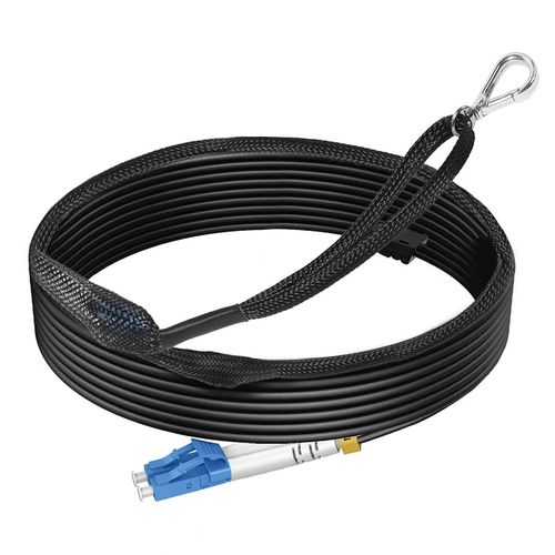 98ft/30m OS2 Industrial TPU SM Single Mode LC to LC Fiber Optic Patch Cable Outdoor Armored, 10GB Duplex 9/125um with Pulling Eye Kit, OD 3MM, 𝙍𝙖𝙢𝙗𝙤𝘾𝙖𝙗𝙡𝙚𝙨