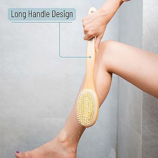 Slick- Shower Brush, Double Sided Brush, Back Scrubber, Bath Brush, Back  Brush, Back Brush Long Handle for Shower, Shower Brushes for Your Back