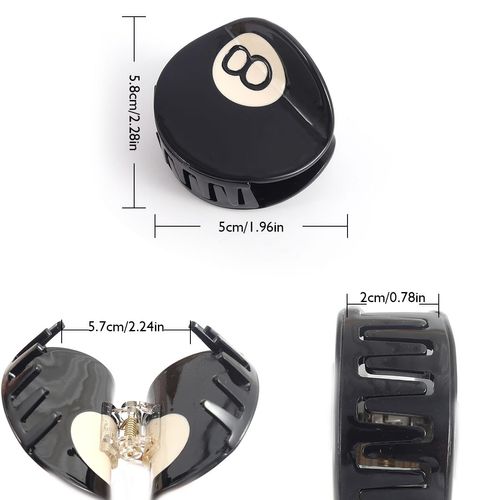 Black 8 Ball Golf Club Hair Claw Clip for Women, 5.4cm/2.12 inches, Acetate Hair Claw 2Pcs
