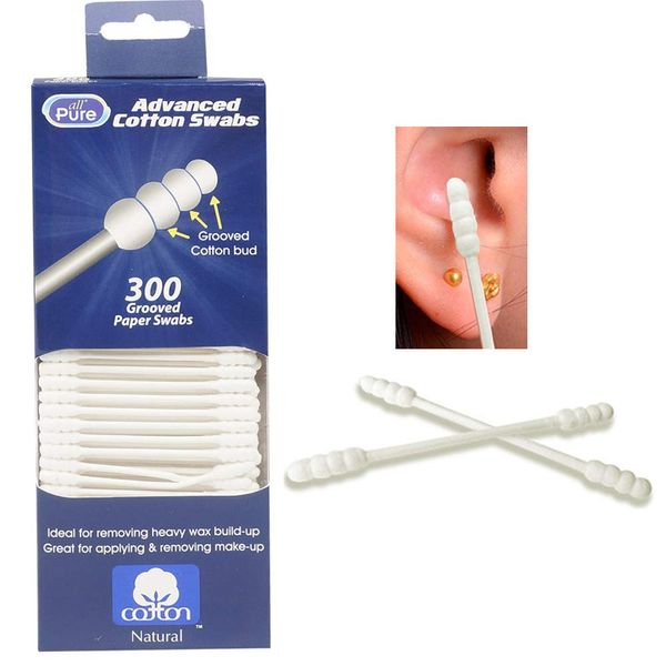 Generic 300ct Cotton Swabs Double Grooved Tipped Applicator Q Tip Safety Ear Wax Remover,White