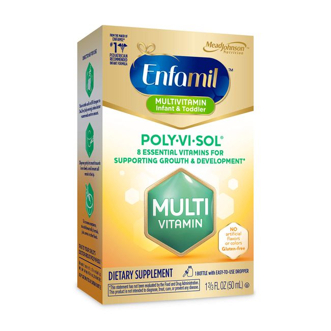 Enfamil Poly-Vi-Sol Liquid Multivitamin Supplement for Infants and Toddlers, 50 mL dropper bottle (Packaging May Vary)