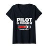 Womens Pilot In Progress funny pilot graduation Pilot In Progress V-Neck T-Shirt