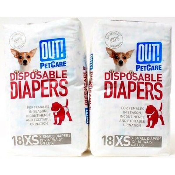 Out! Pet Care 18 XS Disposable Diapers for Female Dogs in Season 18 Per Pack