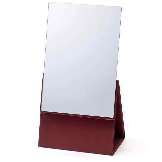 HORIUCHI MIRROR Napure 2-Way Folding Mirror (Bordeaux) Folding Mirror, Cosmetic Mirror, Tabletop Mirror, Reflects Real Skin Tone, Adjustable, Height Adjustment, Made in Japan