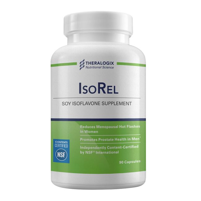 Theralogix IsoRel Whole Soybean Extract Capsules | Soy Isoflavone Menopause & Hot Flash Supplement for Women | 90 Day Supply | Manufactured in The USA