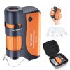 Pocket Microscope 60-120x Zoom with LED, Handheld Microscopes for Children, Portable Mini Microscope with 5 Microscope Objects for Learning, Education and Exploring (Orange)