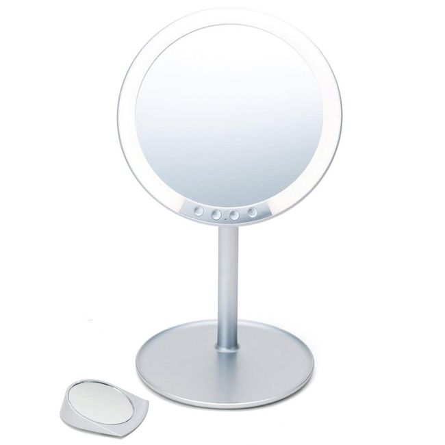 Napure Mirror LED Stand Mirror, 3x Magnifying Glass, 8 Adjustable Brightness Levels, 3 Color Tone Modes, Tabletop Mirror, Gift, Makeup Mirror, Made in Japan