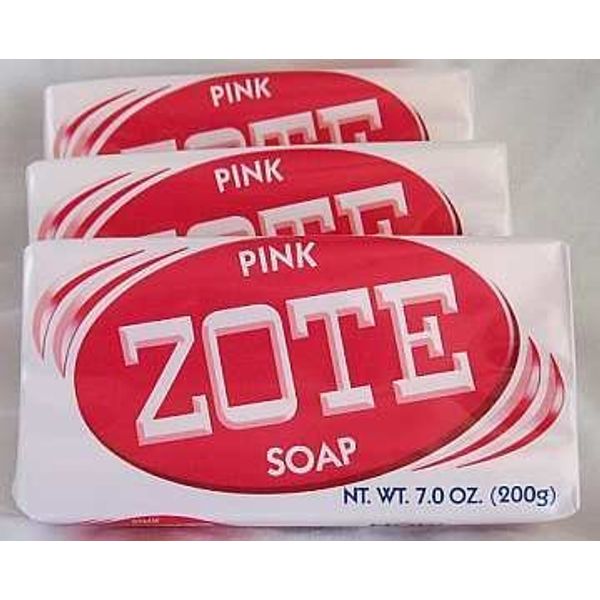 Zote Laundry Soap Bar - Stain Remover - Catfish Bait - Pink 3 Bars-7 Oz (200g) Each