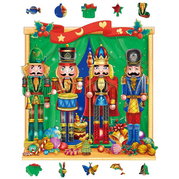 NATITI Wooden Puzzles for Adults, Christmas Nutcracker Puzzle, 10'' x 11'', 261 Pieces, Gift for Adults, Wood Puzzles Adult, Wood Cut Puzzles