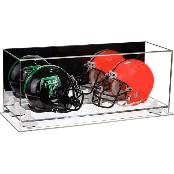 Better Display Cases Acrylic Versatile Display Case - Large Rectangle Box with Mirror Case, White Risers and Clear Base 17" x 6" x 7" (A019/V46)
