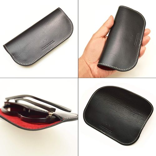 DUCT NL-289 Eyeglass Case, Genuine Leather, Thin, Reading Glasses, Italian Leather, Simple, Stylish, Magnetic Hook, navy