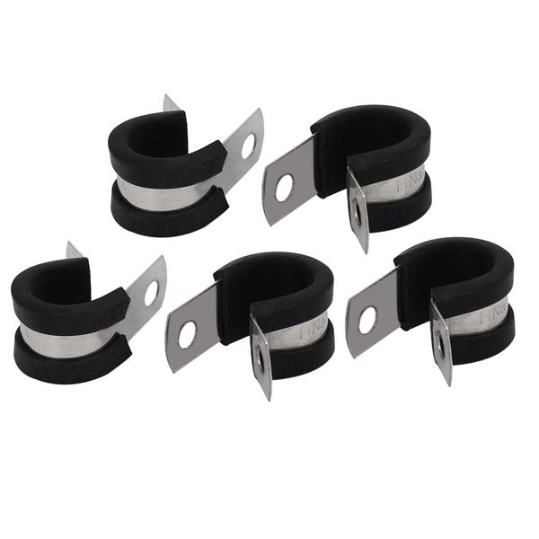 sourcingmap 15mm Dia EPDM Rubber Lined P Clips Cable Hose Pipe Clamps Holder 5pcs