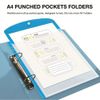 KAV A4 Punched Pockets Plastic Document Wallets - Expandable Clear Plastic File Folder - Convenient Snap Button - Top Opening Document Sleeves - 12 Pack Assorted Colours