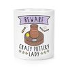 Beware Crazy Pottery Lady Makeup Brush Pencil Pot