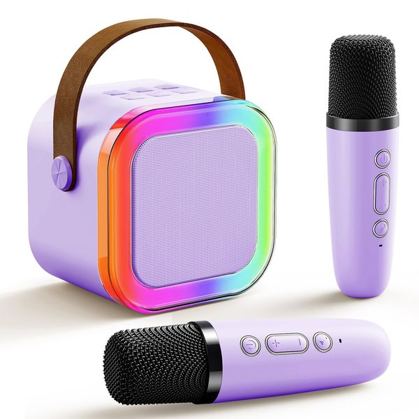 Kids Karaoke Machine for Girls Gifts: Mini Portable Singing Machine with 2 Wireless Microphones - Toys for 5 6 7 8 9 10 Year Old Girl Birthday Gifts Ideas