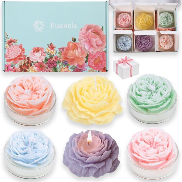 Puanela Aroma Candles, Flower Gift, Birthday, Mother's Day, Celebrations, Women's, Gift, Popular, Interior Decoration, Pack of 6