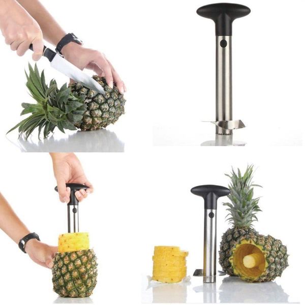 YUSHOW Pineapple Corer and Slicer Tool Combo，Premium Stainless Steel Pineapple Corer Remover，Stainless Steel Decorer Fruit Knife,Easy Core Remover，Easy Clean for Dishwasher Safe (Yellow)