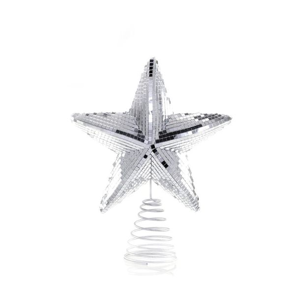 11.5" Tall 5 Point Pointy Star Mirrored Disco Christmas Tree Topper
