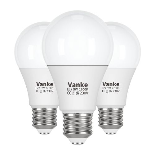 Vanke E27 Screw LED Bulb, Warm White 2700K, 60 Watts Equivalent, 9W ES Bulbs, Screw in Light Bulb, 806 Lumen, Non-Dimmable, Pack of 3