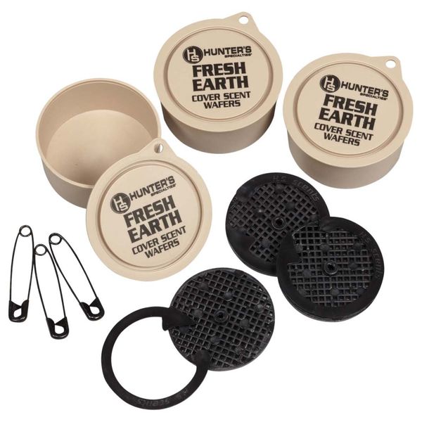 Hunters Specialties Long Lasting Fresh Earth Cover Scent Wafers for Hunting - 9 Wafers Per Pack, 3 Storage Containers Included