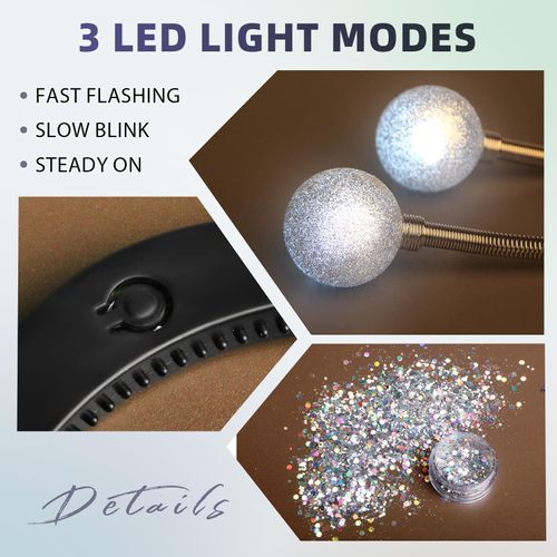Light Up Alien Headband - Halloween Alien Headband Martian Headband Led Headband Martian Antenna Ball with Face Glitter (Silver)