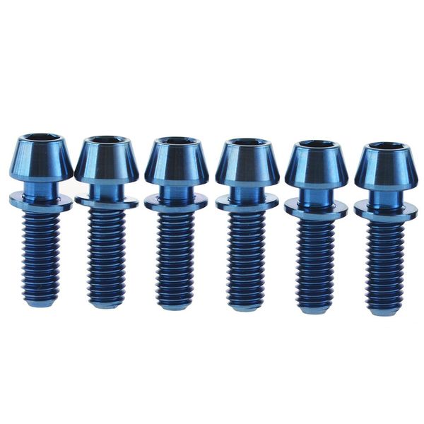 Wanyifa Titanium M5x20mm with Washer Allen Hex Tapered Bolts Screw for Bicycle Stem Pack of 6 (Blue)