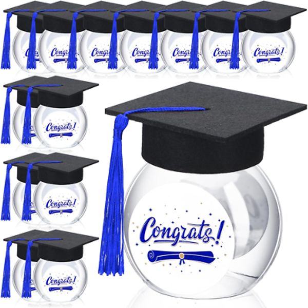 12 Sets Graduation Cap Candy Jars Class of 2025 Graduation Party Decorations 8Oz